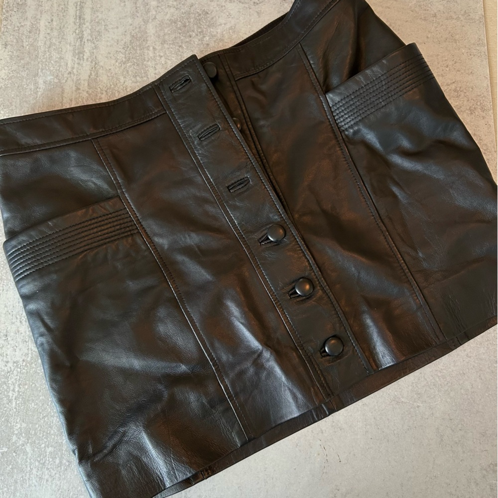 Sezane Black Leather Skirt